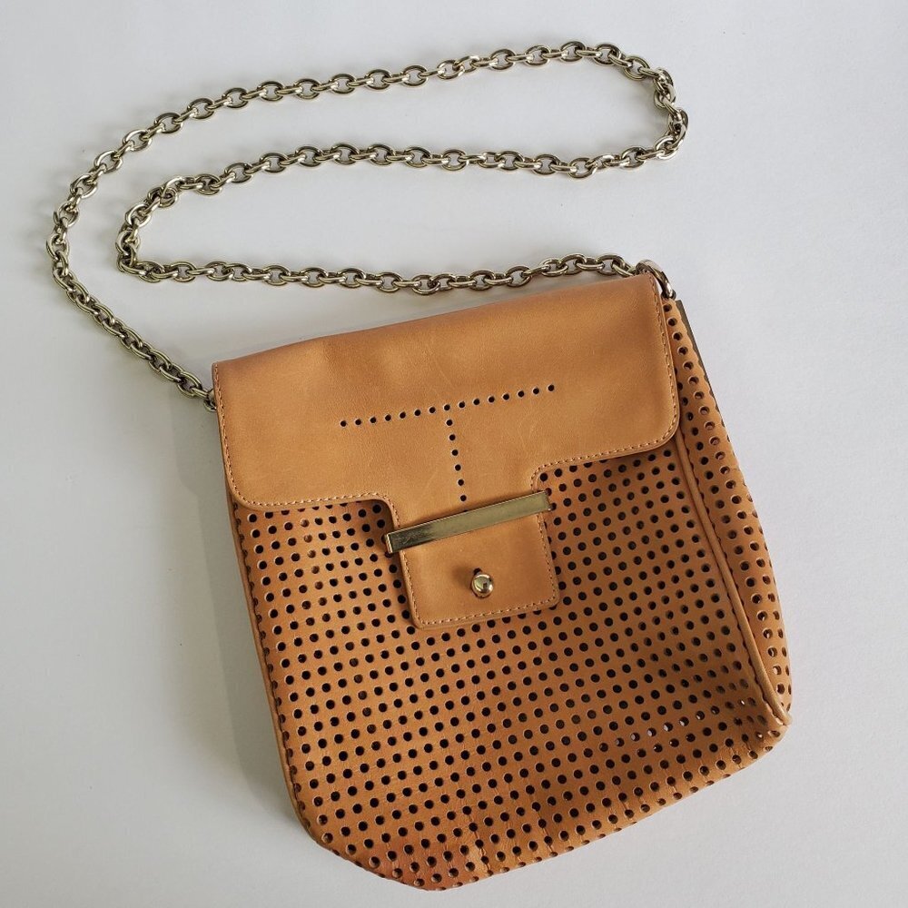 Ann Taylor Leather and Metal Cross Body Purse